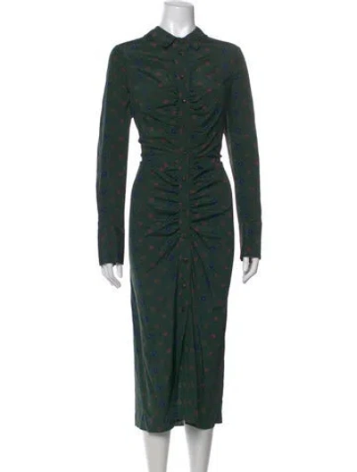Pre-owned Veronica Beard Silk Midi Length Dress In Green