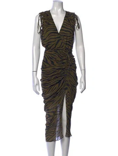 Pre-owned Veronica Beard Silk Midi Length Dress In Green
