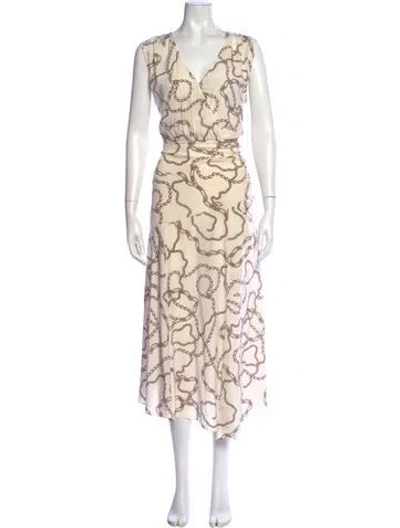 Pre-owned Veronica Beard Silk Midi Length Dress In Neutrals
