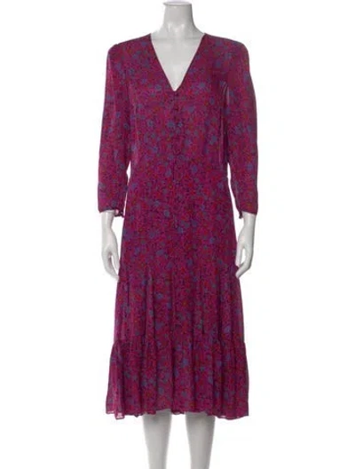 Pre-owned Veronica Beard Silk Midi Length Dress In Purple
