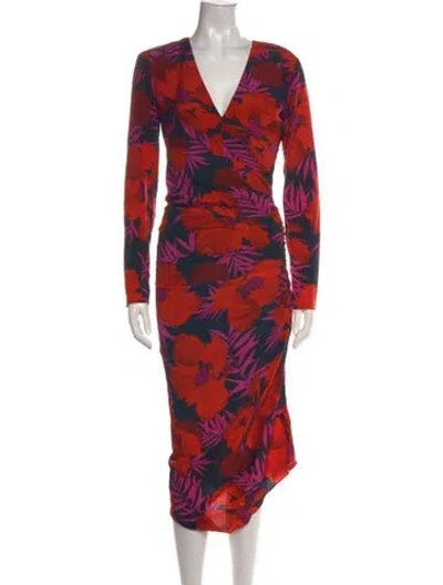 Pre-owned Veronica Beard Silk Midi Length Dress In Red