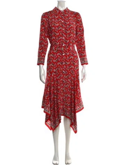 Pre-owned Veronica Beard Silk Midi Length Dress In Red
