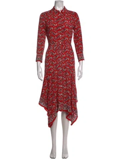 Pre-owned Veronica Beard Silk Midi Length Dress In Red