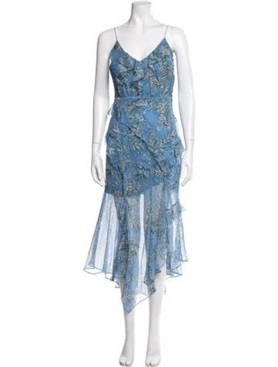 Pre-owned Veronica Beard Silk Midi Length Dress W/ Tags In Blue