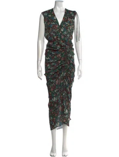 Pre-owned Veronica Beard Silk Midi Length Dress W/ Tags In Green
