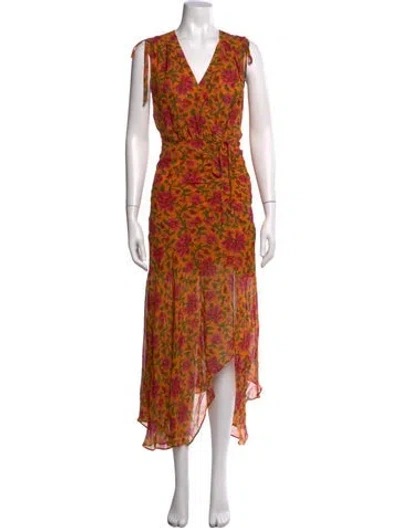 Pre-owned Veronica Beard Silk Midi Length Dress W/ Tags In Orange