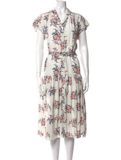 Pre-owned Veronica Beard Silk Midi Length Dress In White