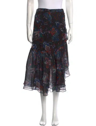 Pre-owned Veronica Beard Silk Midi Length Skirt In Black