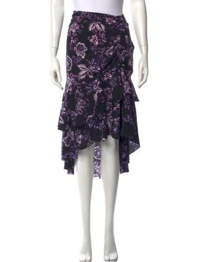 Pre-owned Veronica Beard Silk Midi Length Skirt In Black/purple
