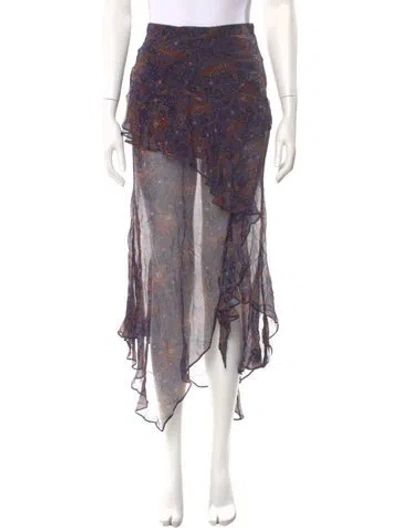 Pre-owned Veronica Beard Silk Midi Length Skirt In Blue