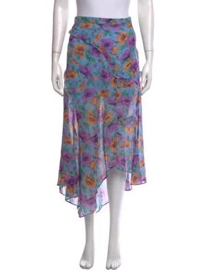 Pre-owned Veronica Beard Silk Midi Length Skirt In Blue