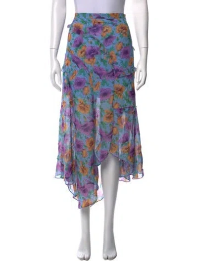 Pre-owned Veronica Beard Silk Midi Length Skirt In Blue