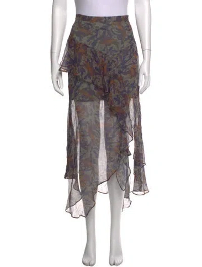 Pre-owned Veronica Beard Silk Midi Length Skirt In Blue/green
