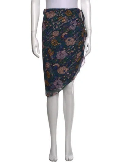 Pre-owned Veronica Beard Silk Midi Length Skirt In Blue/metallic
