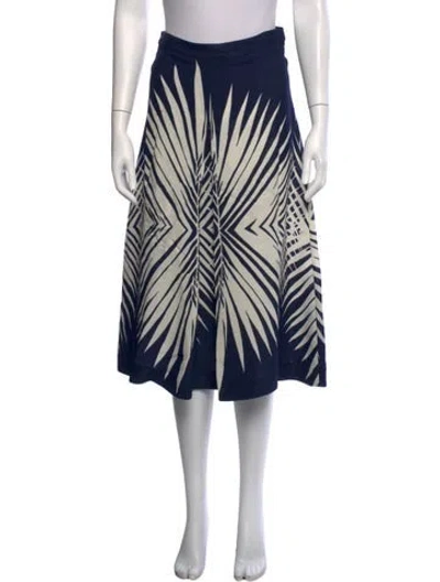 Pre-owned Veronica Beard Silk Midi Length Skirt In Blue/white