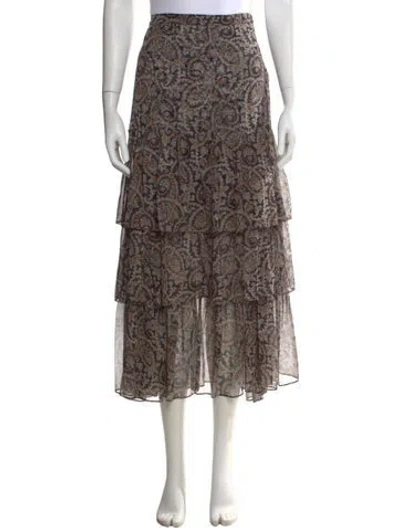 Pre-owned Veronica Beard Silk Midi Length Skirt In Brown