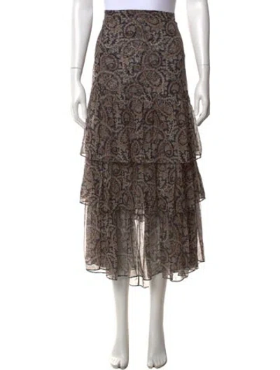 Pre-owned Veronica Beard Silk Midi Length Skirt In Brown