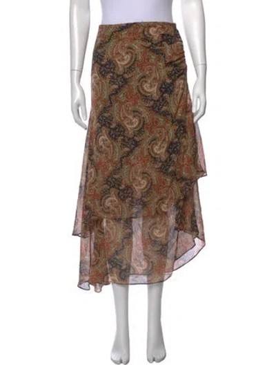 Pre-owned Veronica Beard Silk Midi Length Skirt In Brown