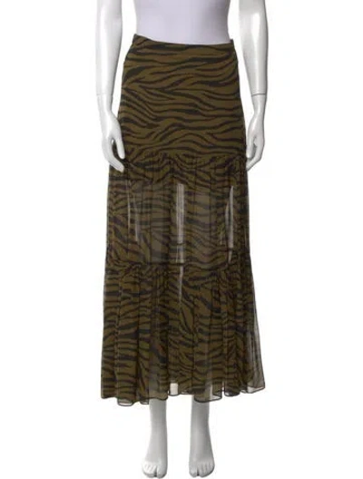 Pre-owned Veronica Beard Silk Midi Length Skirt In Green