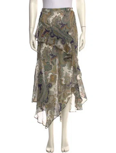 Pre-owned Veronica Beard Silk Midi Length Skirt In Green