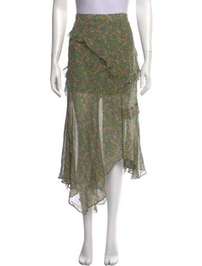 Pre-owned Veronica Beard Silk Midi Length Skirt In Green