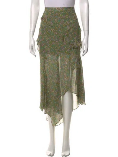 Pre-owned Veronica Beard Silk Midi Length Skirt In Green