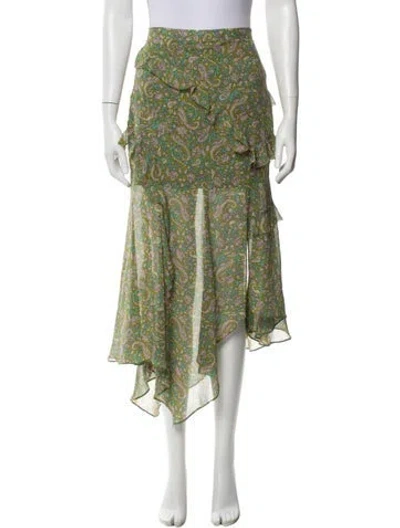 Pre-owned Veronica Beard Silk Midi Length Skirt In Green