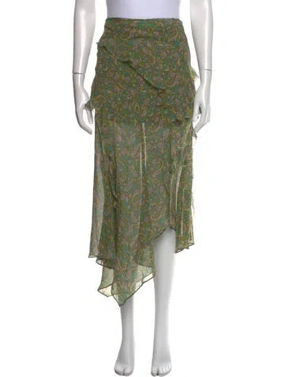 Pre-owned Veronica Beard Silk Midi Length Skirt In Green