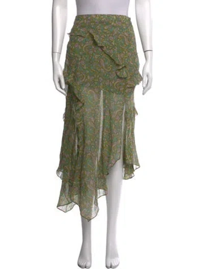 Pre-owned Veronica Beard Silk Midi Length Skirt In Green