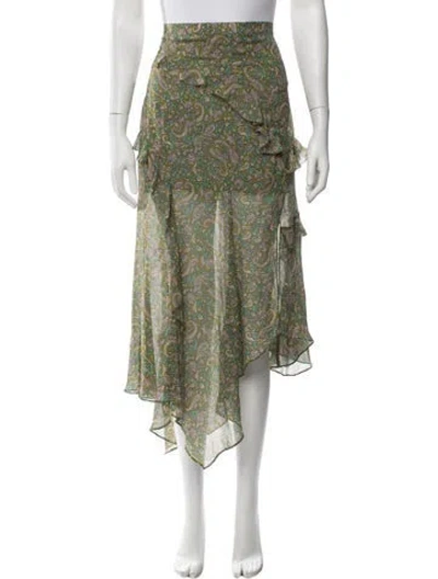 Pre-owned Veronica Beard Silk Midi Length Skirt In Green