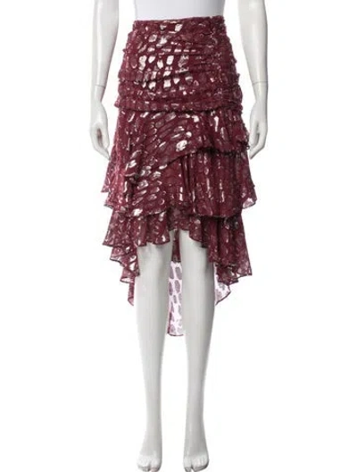 Pre-owned Veronica Beard Silk Midi Length Skirt In Metallic/red