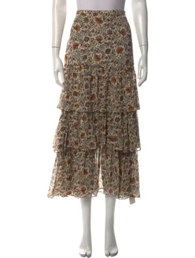 Pre-owned Veronica Beard Silk Midi Length Skirt In Neutrals/orange