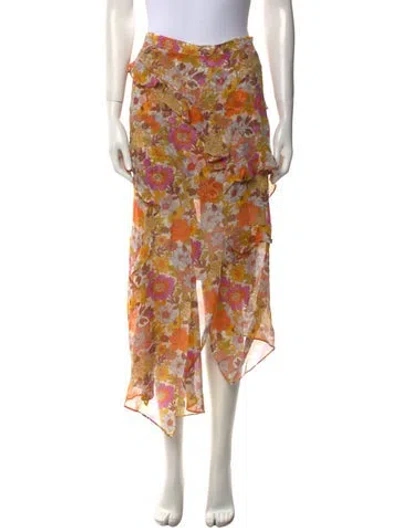 Pre-owned Veronica Beard Silk Midi Length Skirt In Orange