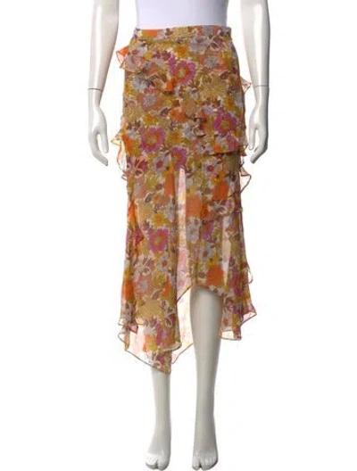 Pre-owned Veronica Beard Silk Midi Length Skirt In Orange