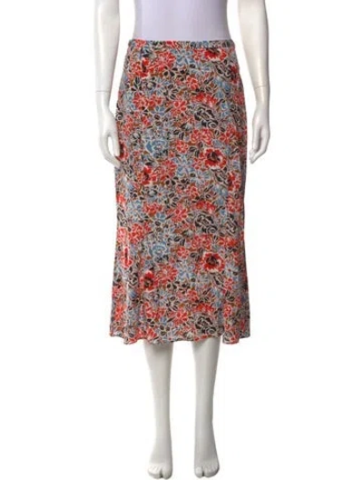 Pre-owned Veronica Beard Silk Midi Length Skirt In Red