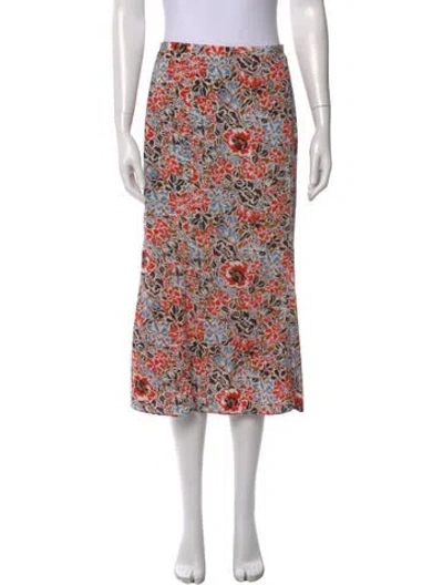 Pre-owned Veronica Beard Silk Midi Length Skirt In Red