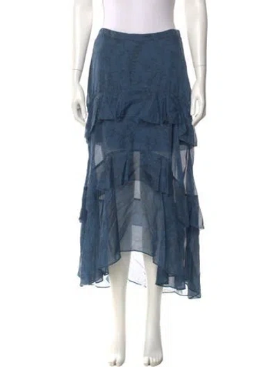Pre-owned Veronica Beard Silk Midi Length Skirt W/ Tags In Blue