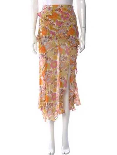 Pre-owned Veronica Beard Silk Midi Length Skirt In White