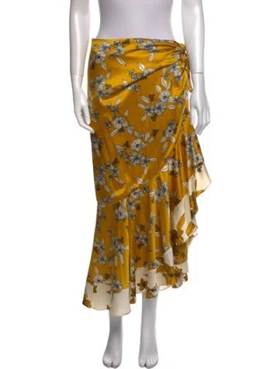 Pre-owned Veronica Beard Silk Midi Length Skirt In Yellow