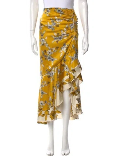 Pre-owned Veronica Beard Silk Midi Length Skirt In Yellow