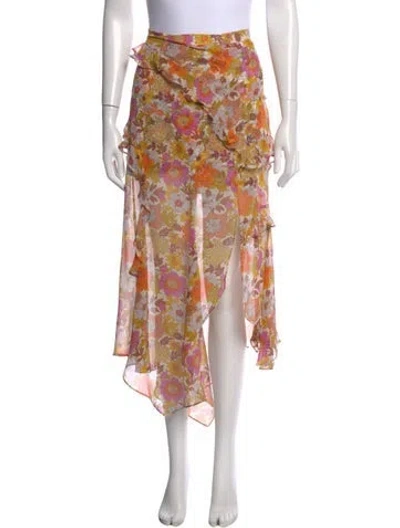 Pre-owned Veronica Beard Silk Midi Length Skirt In Yellow