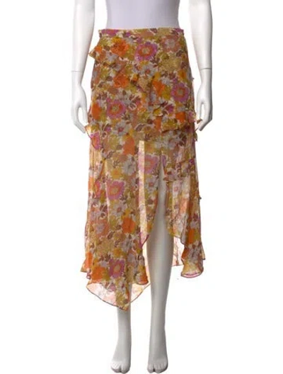 Pre-owned Veronica Beard Silk Midi Length Skirt In Yellow