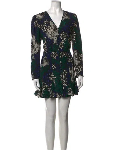 Pre-owned Veronica Beard Silk Mini Dress In Black/green