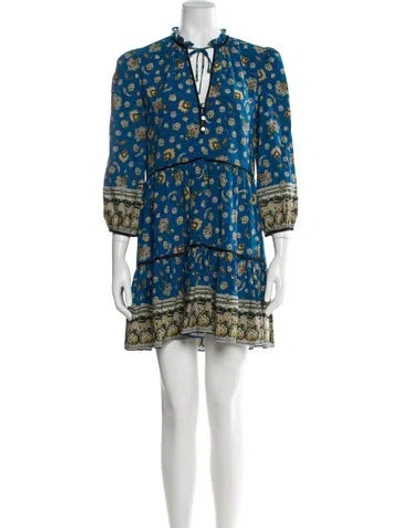 Pre-owned Veronica Beard Silk Mini Dress In Blue