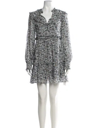 Pre-owned Veronica Beard Silk Mini Dress In Blue/grey/neutrals