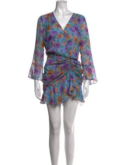 Pre-owned Veronica Beard Silk Mini Dress In Blue/orange/purple