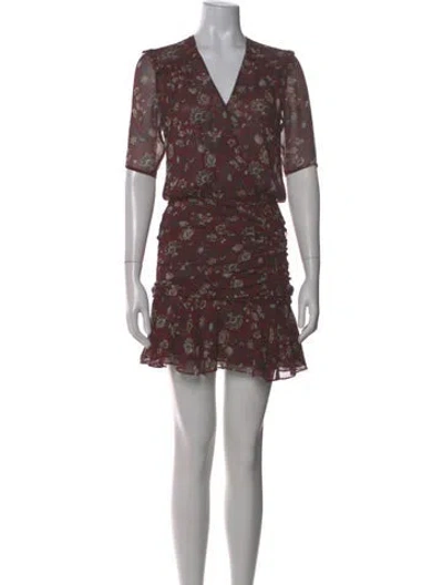 Pre-owned Veronica Beard Silk Mini Dress In Burgundy