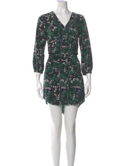 Pre-owned Veronica Beard Silk Mini Dress In Green