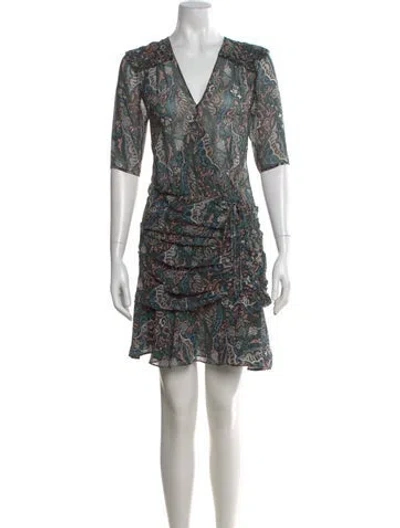 Pre-owned Veronica Beard Silk Mini Dress In Green