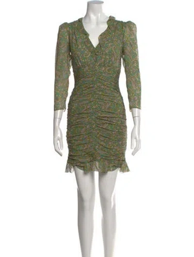 Pre-owned Veronica Beard Silk Mini Dress In Green